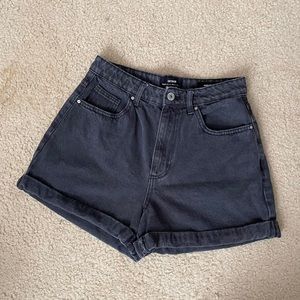 Cotton On Black High Waist Mom Denim Shorts